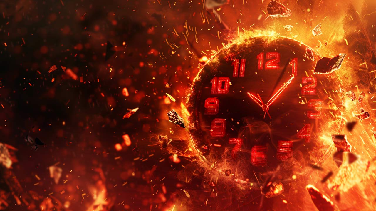 burning clock running out of time
