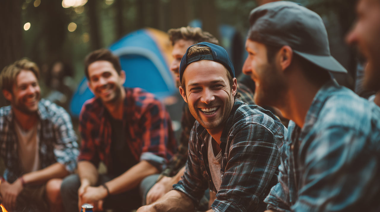 Group of satisfied men