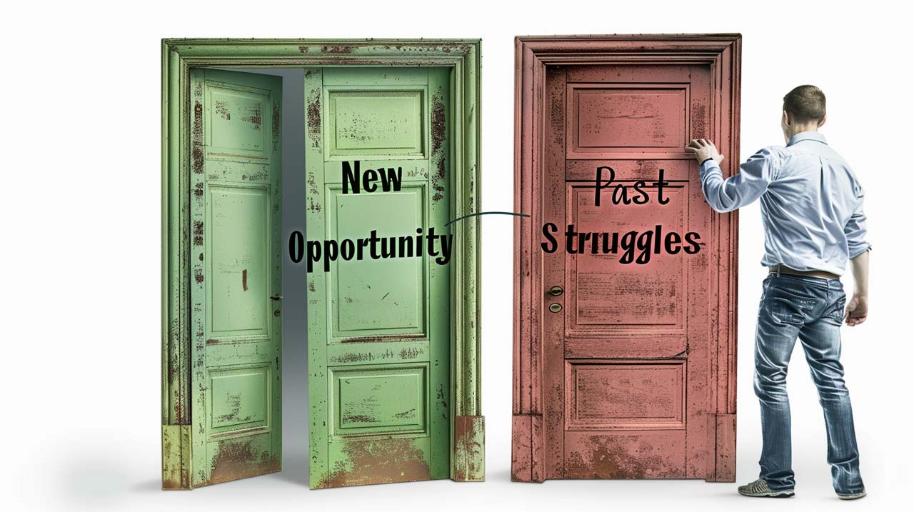 Man opening a new door