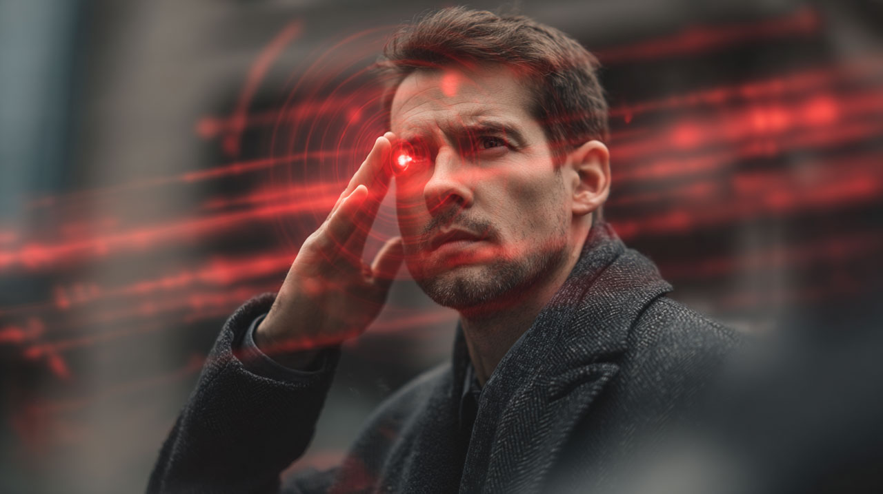 Man with radar like vision spotting red flags